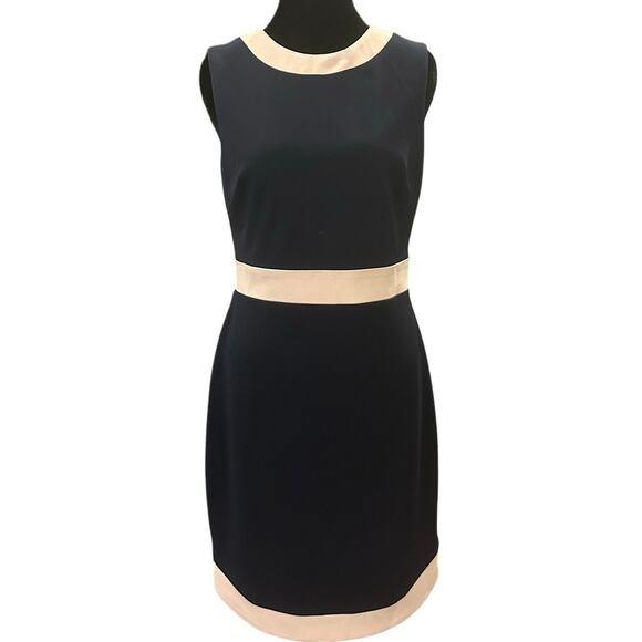 Vince Camuto Navy Blush Sheath Dress Size 6 Modern Workwear - Picture 1 of 3